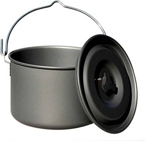 Camping Hanging Pot, Outdoor Picnic Cauldron, Aluminum Alloy Cooking Pot Campfire Heating Stove Kettle Large Capacity, for 6-8 People Travel Hiking