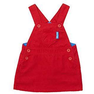 Toby Tiger Corduroy Dungaree Dress - Red