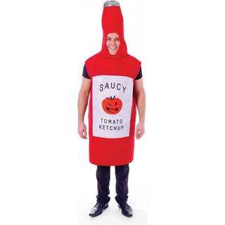 Bristol Novelty Mens Tomato Sauce Bottle Costume (One Size) (Red/White/Black)