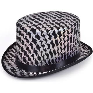 Bristol Novelty Unisex Adults Diamond Pattern Top Hat (One Size) (Silver/Black)