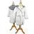 A&R Towels Kid's Hooded Bathrobe - White/Anthracite Grey