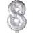 Creotime Foil Balloon, 8, H: 41 cm, silver, 1 pc