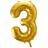 PartyDeco Foil Balloon Number 3 86cm Gold