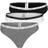 Tommy Hilfiger Recycled Cotton Thongs 3-pack - Medium Grey Htr/White/Black