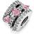 Pandora Sparkling Triple Halo Hearts Charm - Silver/Pink/Transparent