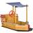 OutSunny Kids Sand Pit Sandbox Pirate Sandboat with Canopy Shade