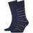 Tommy Hilfiger Mens 2-Pack Stripe Socks Beige/Denim 9-12