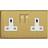 Varilight XDB5WS Screwless Brushed Brass 2 Gang Double 13A Switched Plug Socket