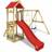 Wickey Wooden climbing frame FreeFlyer with swing set and red slide, Garden playhouse with sandpit, climbing ladder & playaccessories