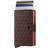 Secrid brown printed leather anti-theft wallet with RFID protection, Dark brown.