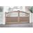 Double Swing Gate 3750x1800mm Wood Vertical Solid Infill, Bell-Curved Top