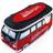 Brisa VW Collection – Volkswagen neopren universell smink-kosmetik-kultur-reseapotek-väska-pennväska T1 bulli buss (röd och svart/liten)