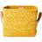 Rice Small Square Raffia Basket with Leather Handles Yellow