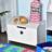 Homcom Childrens Wooden Toy Storage Box With Safety Hinge And Side Handles White