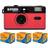 Ilford Sprite 35-II Reusable/Reloadable 35mm Analog Film Camera (Red and Black)