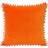 Velvet Pom Pom Cushion Fabrics Orange