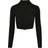 Urban Classics Women's Cropped Rib Knit Zip Cardigan - Black