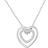 Philip Jones Double Heart Necklace - Silver/Transparent