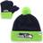 '47 Infant College Seattle Seahawks Bam Bam Cuffed Knit Hat With Pom & Mittens Set - Navy/Neon Green