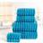 Rapport Set Hand Cloth Ribbed Guest Towel Blue, Turquoise