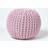 Homescapes Pink Knitted Cotton Footstool Pouffe