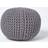 Homescapes Grey Knitted Cotton Footstool Pouffe