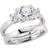 Jewelco London Wedding Band Bridal Rings Set - Silver/Transparent
