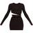 PrettyLittleThing Slinky Cut Out Waist Ring Detail Bodycon Dress - Black