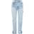 PrettyLittleThing Ripped Split Hem Straight Leg Jeans - Light Blue Wash