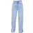 PrettyLittleThing Petite Ripped Split Hem Straight Leg Jeans - Light Blue Wash