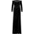 Adrianna Papell Velvet Off the Shoulder with Hand Beaded Cuff Gown - Black