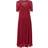 Roman Lace Top Overlay Pleated Midi Dress - Wine