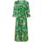 Yumi Floral Print Midi Wrap Dress with Pleated Skirt - Green