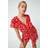 Dusk Fashion Floral Frill Wrap Playsuit in Red