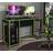 GRS Detail Ryker Gaming Desk Computer Table Workstation, Black With Green Trim