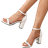 Shein Rhinestone & Glitter Embellished Chunky Heel Party Sandals W - White