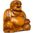Happy Buddha Statue Hand Carved Smiling Brown Figurine 8cm