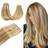 WENNALIFE Clip in Human Hair Extensions, 16 120g 7pcs Light Blonde Highlighted Golden Blonde Clip Clip