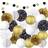 EpiqueOne 22pc Black White and Gold Decorative Party Decoration Kit with Paper Pom Poms and Lanterns