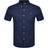 FARAH Brewer Slim Fit Short Sleeve Oxford Shirt - Navy
