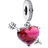 Pandora Heart & Arrow Murano Dangle Charm - Silver/Pink/Transparent