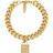 Michael Kors Precious Pave Lock Curb Link Necklace - Gold/Transparent