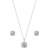 Simply Silver Halo Square Necklace and Earring Set - Silver/Transparent