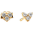 Pandora Triple Stone Heart Stud Earrings - Gold/Transparent