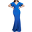 Goddiva Flared Sleeve Front Wrap Maxi Dress - Royal Blue