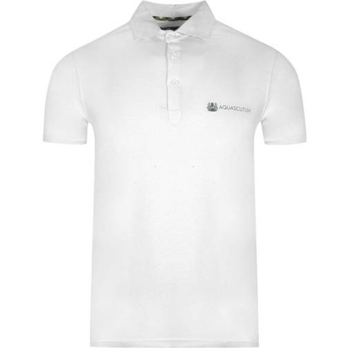 Aquascutum Aldis Crest Block Logo White Polo Shirt • Price