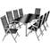 tectake Garden Table and chairs furniture set 8+1 Patio Dining Set, 1 Table incl. 8 Chairs