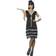 Smiffys Flapper Costume Black with Dress & Fur Stole
