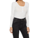 Pieces Kitte Button Front Ribbed Top - Bright White