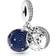 Pandora Double Dangle Tree & Galaxy Moon Charm - Silver/Blue/Transparent